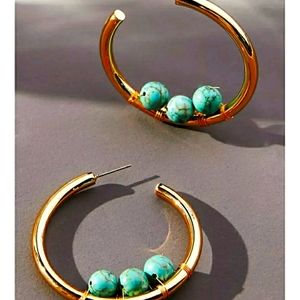 Anthr0plogie embellzilled hoop earrings